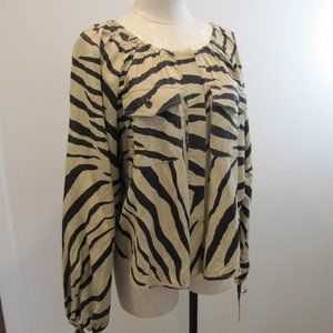 Current Elliott Linen Zebra Print Blouse, 2 / M